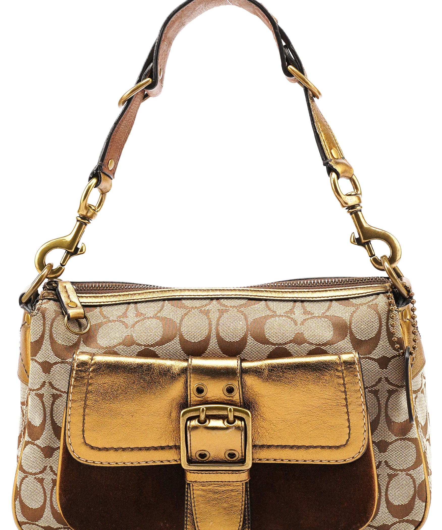 Coach 1496 Beige Bronze Signature Soho Shoulder Bag