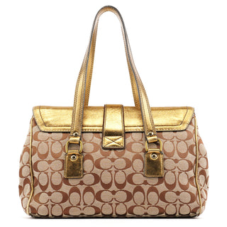Coach 1498 Beige Brown Signature Soho Toite Bag