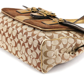 Coach 1498 Beige Brown Signature Soho Toite Bag