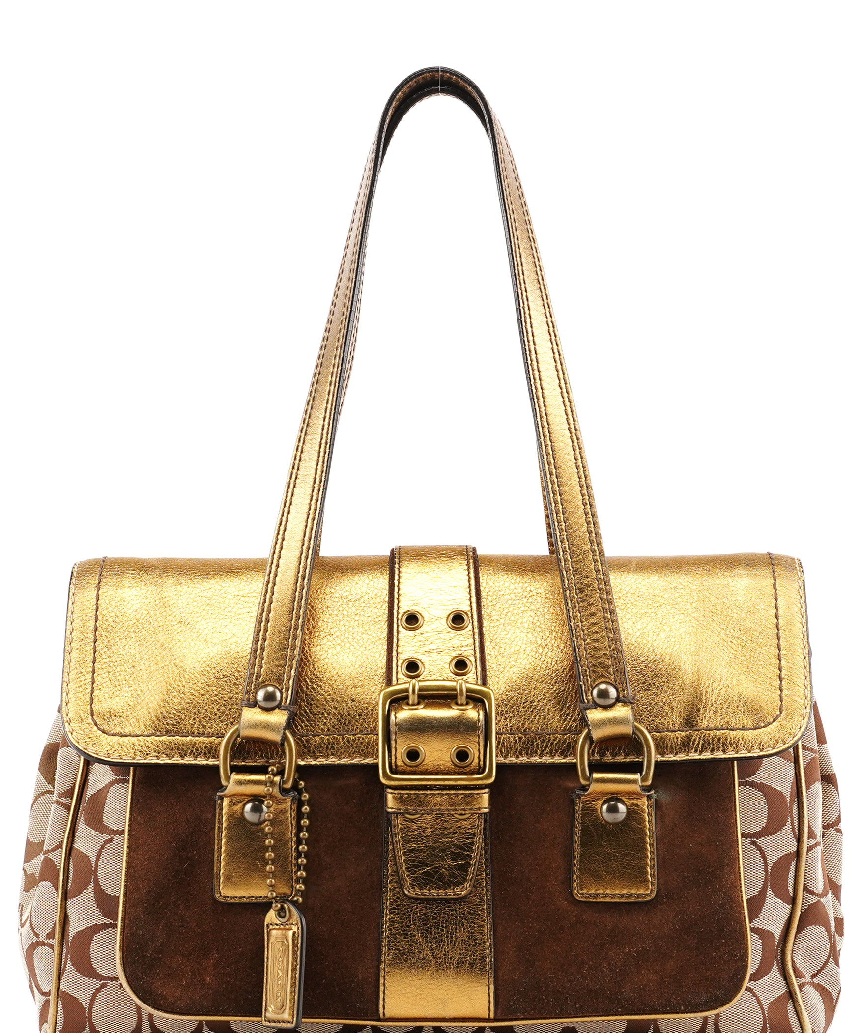 Coach 1498 Beige Brown Signature Soho Toite Bag
