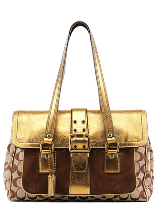 Coach 1498 Beige Brown Signature Soho Toite Bag