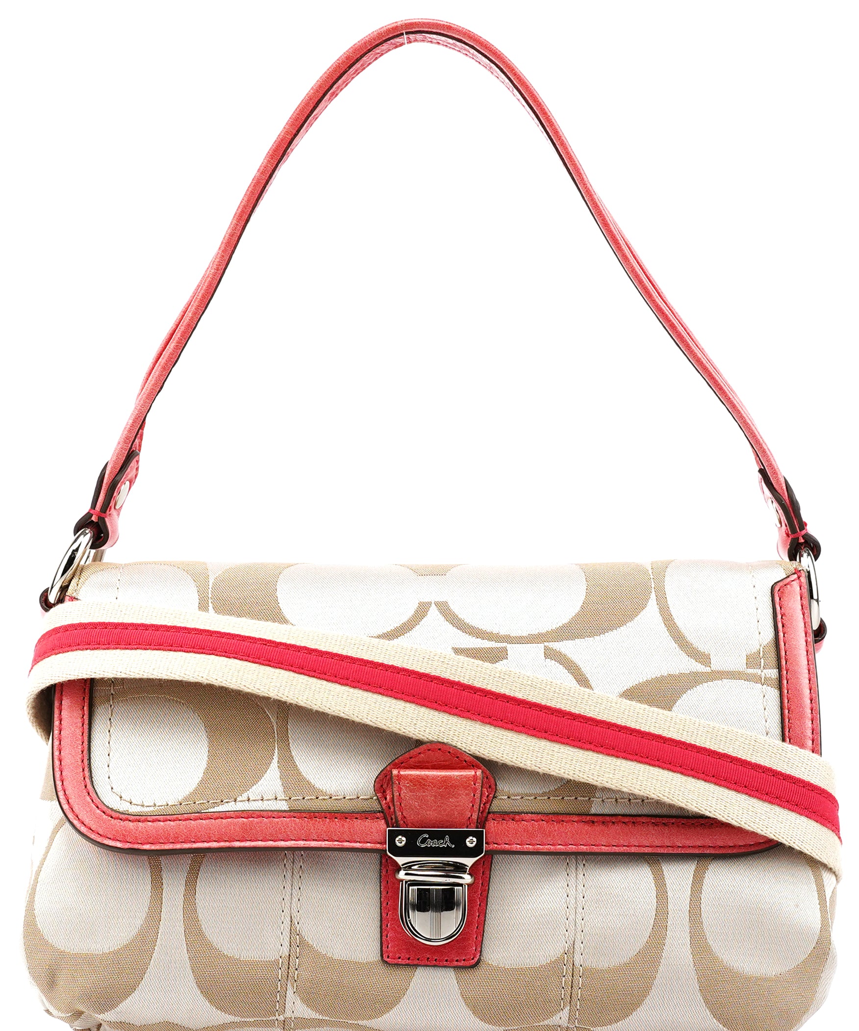 Coach 18353 Beige Pink Signature Canvas 2-Way Bag