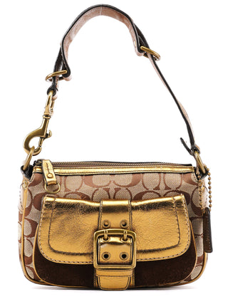 Coach 2004 Beige Gold Signature Soho Shoulder Bag