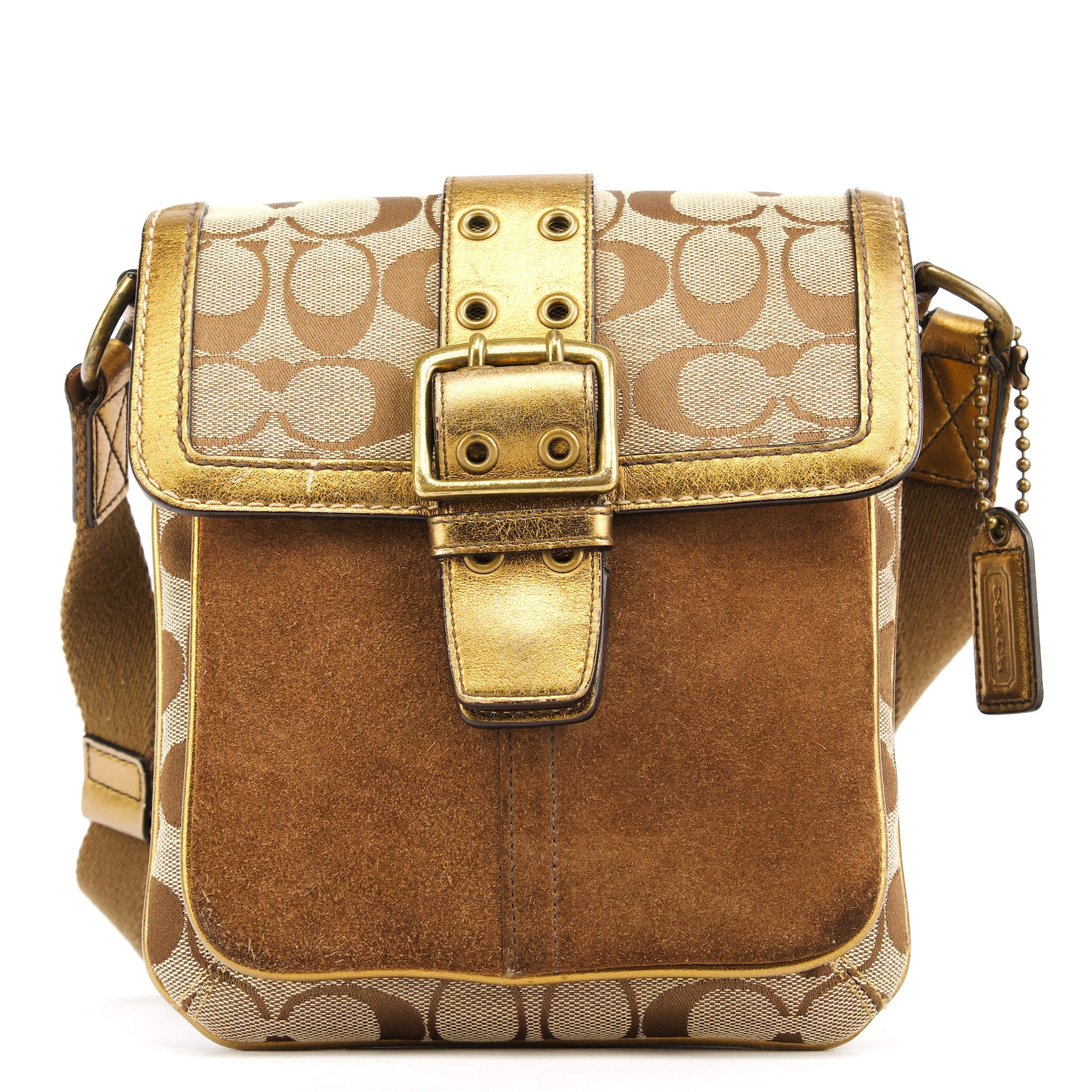 Coach 2004 Sac bandoulière Soho beige et doré