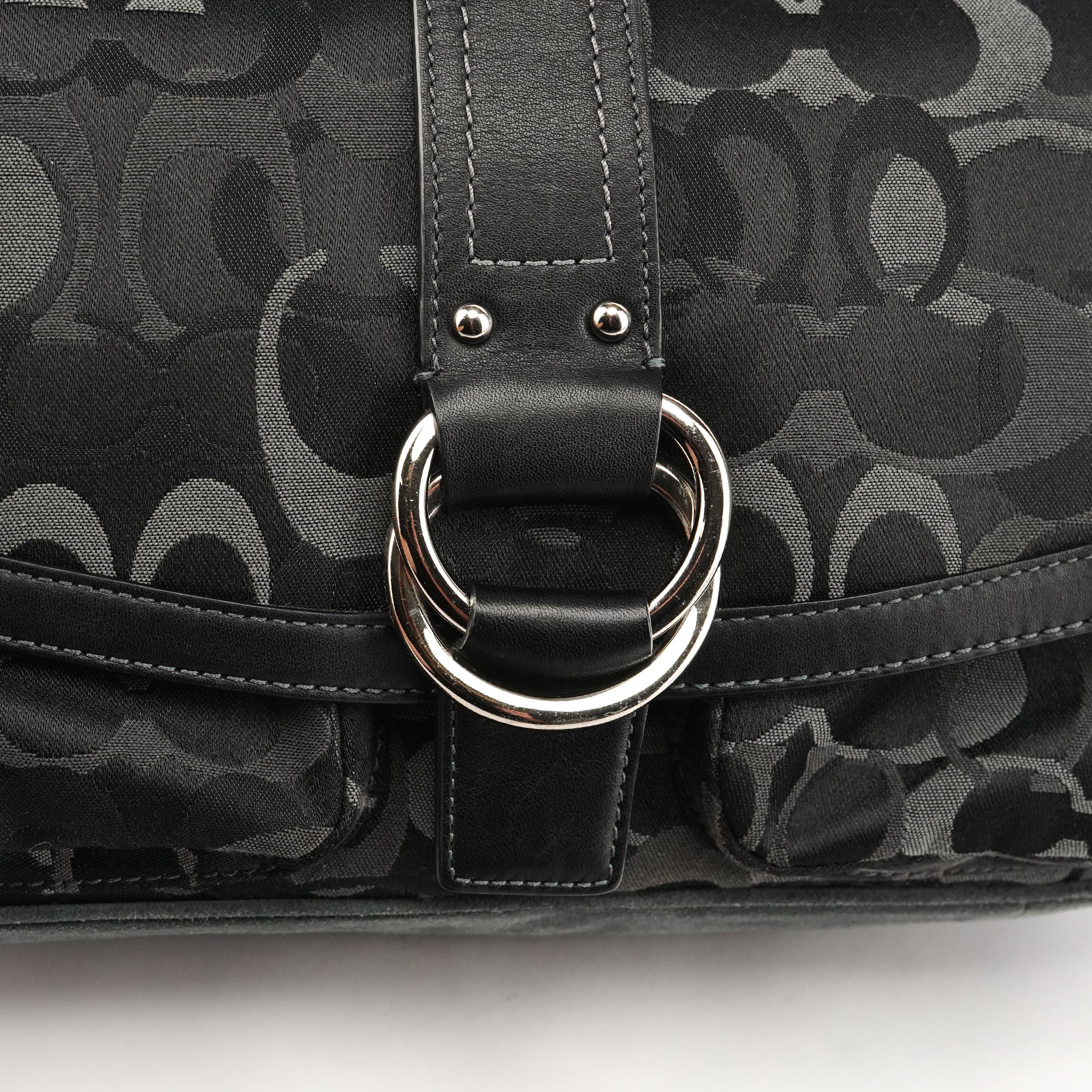 Coach 2175 Black Grey Signature Soho Shoulder Bag