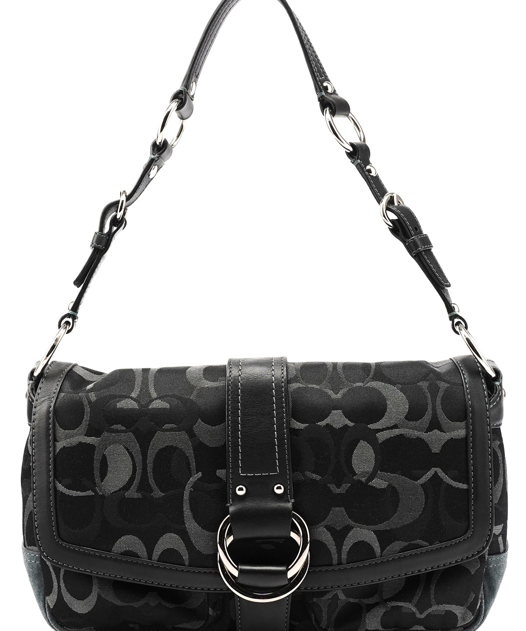 Coach 2175 Black Grey Signature Soho Shoulder Bag