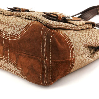 Coach 3646 Beige Brown Signature Soho Tote Bag