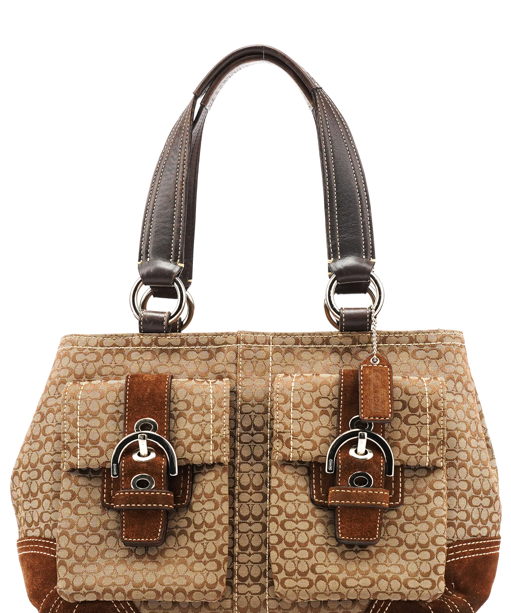 Coach 3646 Beige Brown Signature Soho Tote Bag