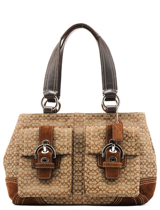 Coach 3646 Beige Brown Signature Soho Tote Bag