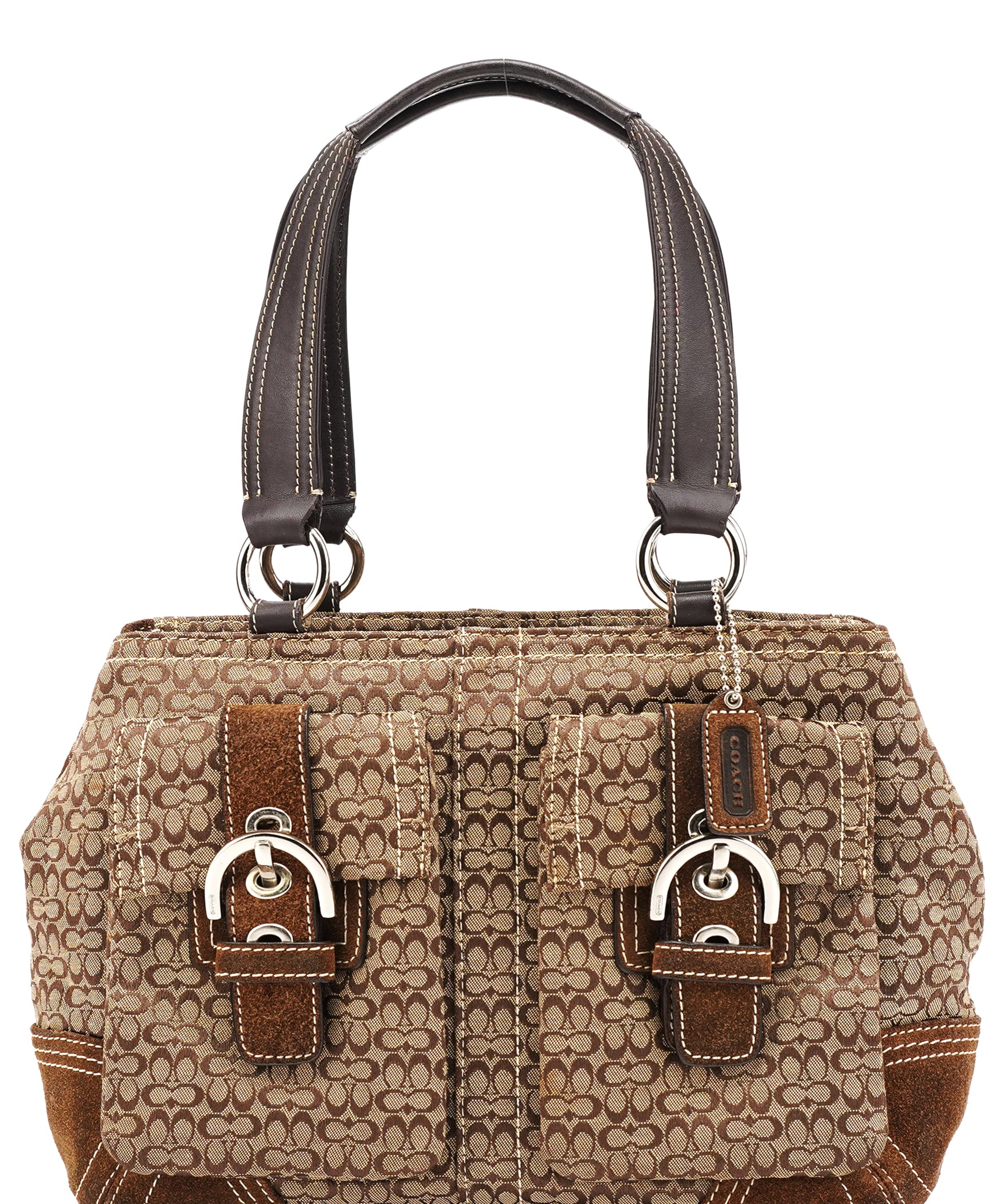 Coach 3646 Beige Brown Signature Soho Tote Bag