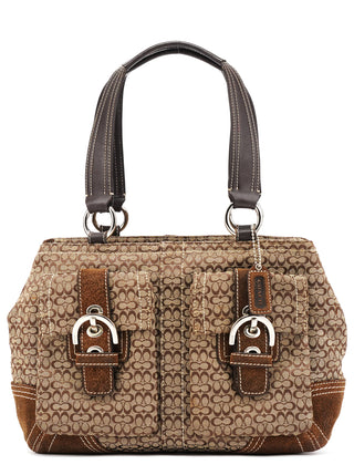 Coach 3646 Beige Brown Signature Soho Tote Bag