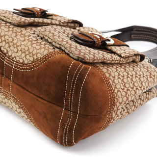 Coach 3646 Beige Brown Suede Soho Tote Bag