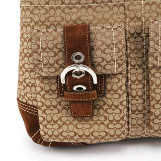 Coach 3646 Beige Brown Suede Soho Tote Bag