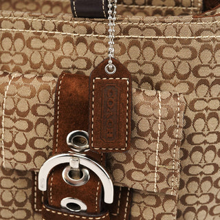 Coach 3646 Beige Brown Suede Soho Tote Bag