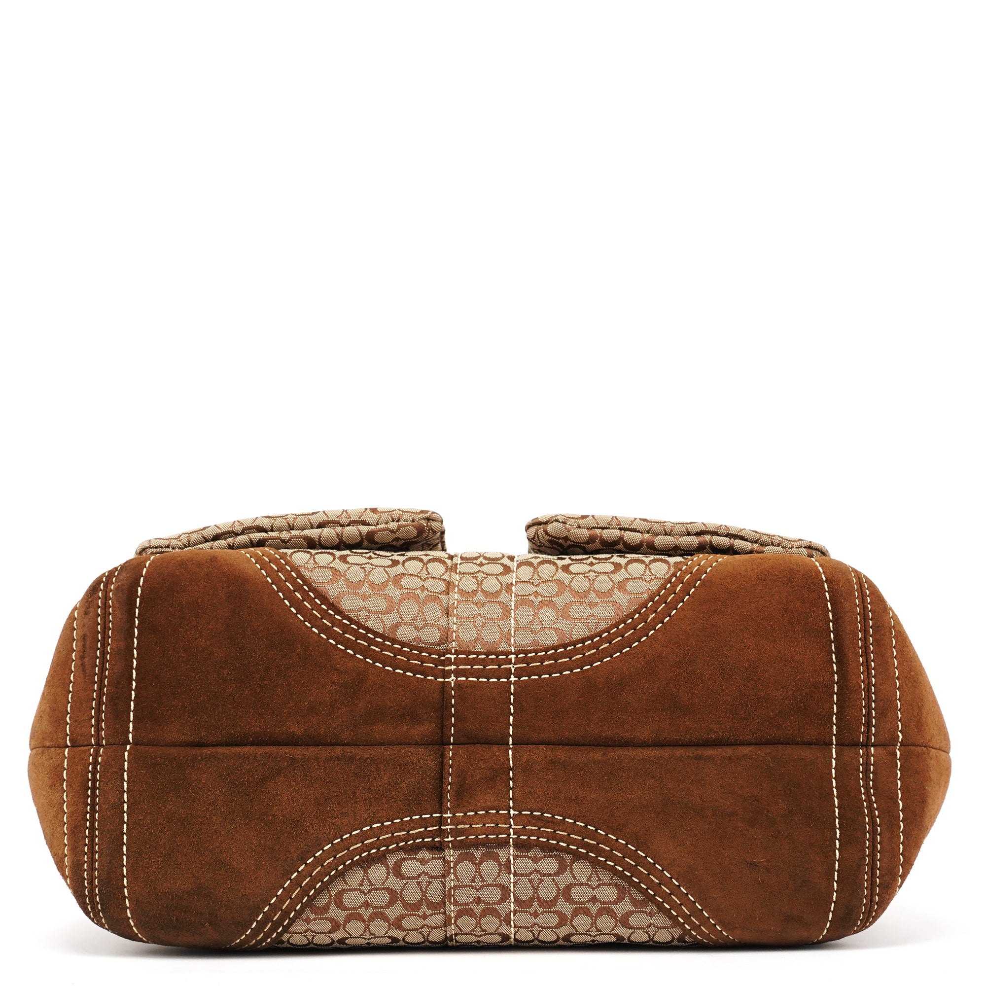 Coach 3646 Soho Tote Bag in Beige und Braun mit Velourslederbesatz