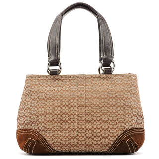 Coach 3646 Beige Brown Suede Soho Tote Bag