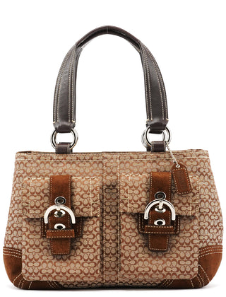 Coach 3646 Beige Brown Suede Soho Tote Bag