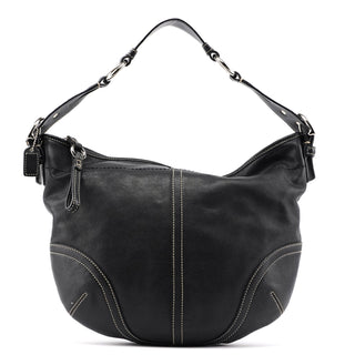 Coach 3651 Black Leather Hobo Shoulder Bag