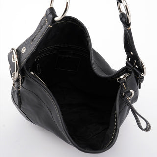 Coach 3651 Black Leather Hobo Shoulder Bag