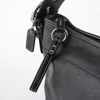 Coach 3651 Black Leather Hobo Shoulder Bag