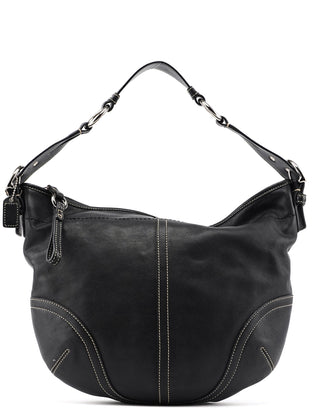 Coach 3651 Black Leather Hobo Shoulder Bag