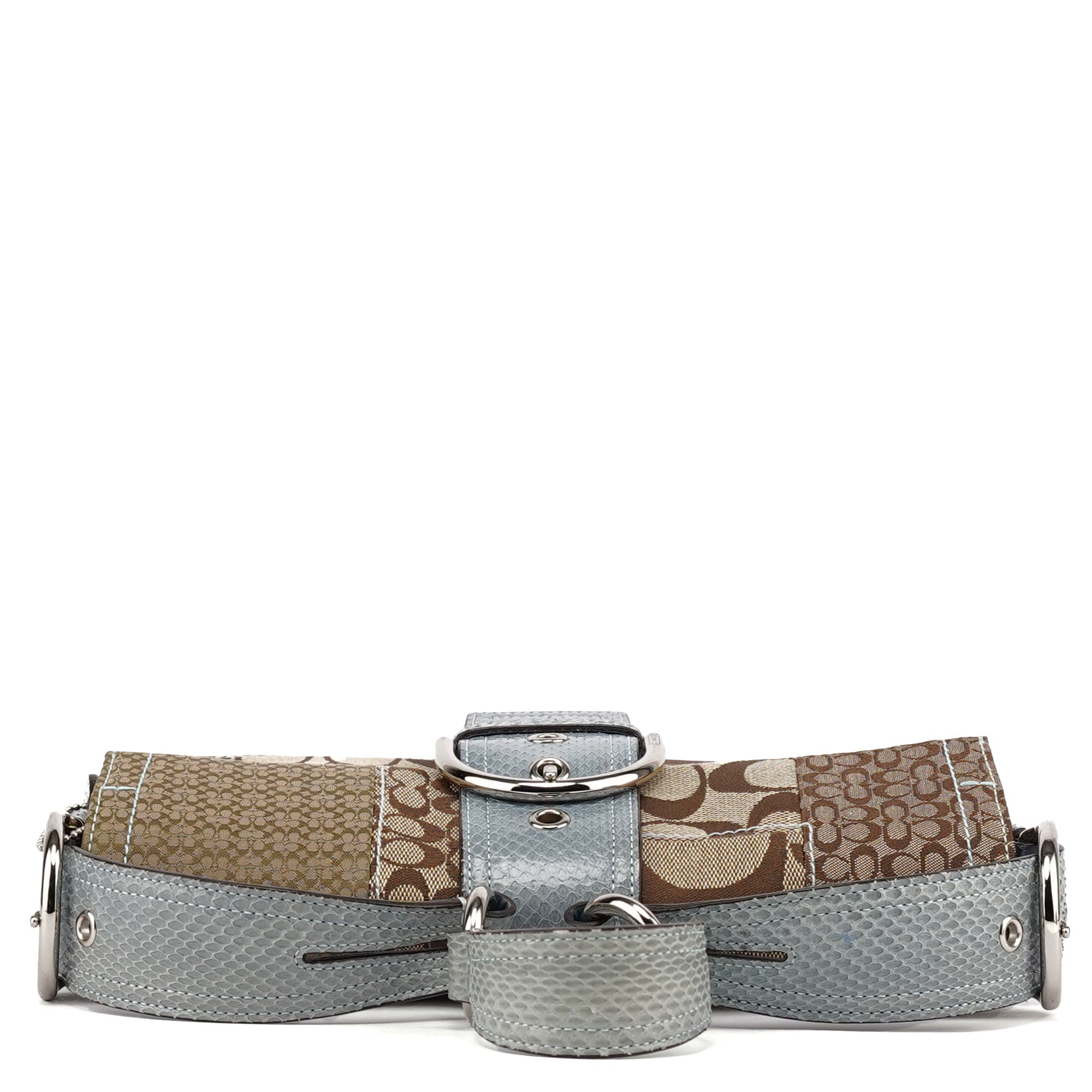 Coach 3689 Beige Blue Snakeskin Soho Shoulder Bag