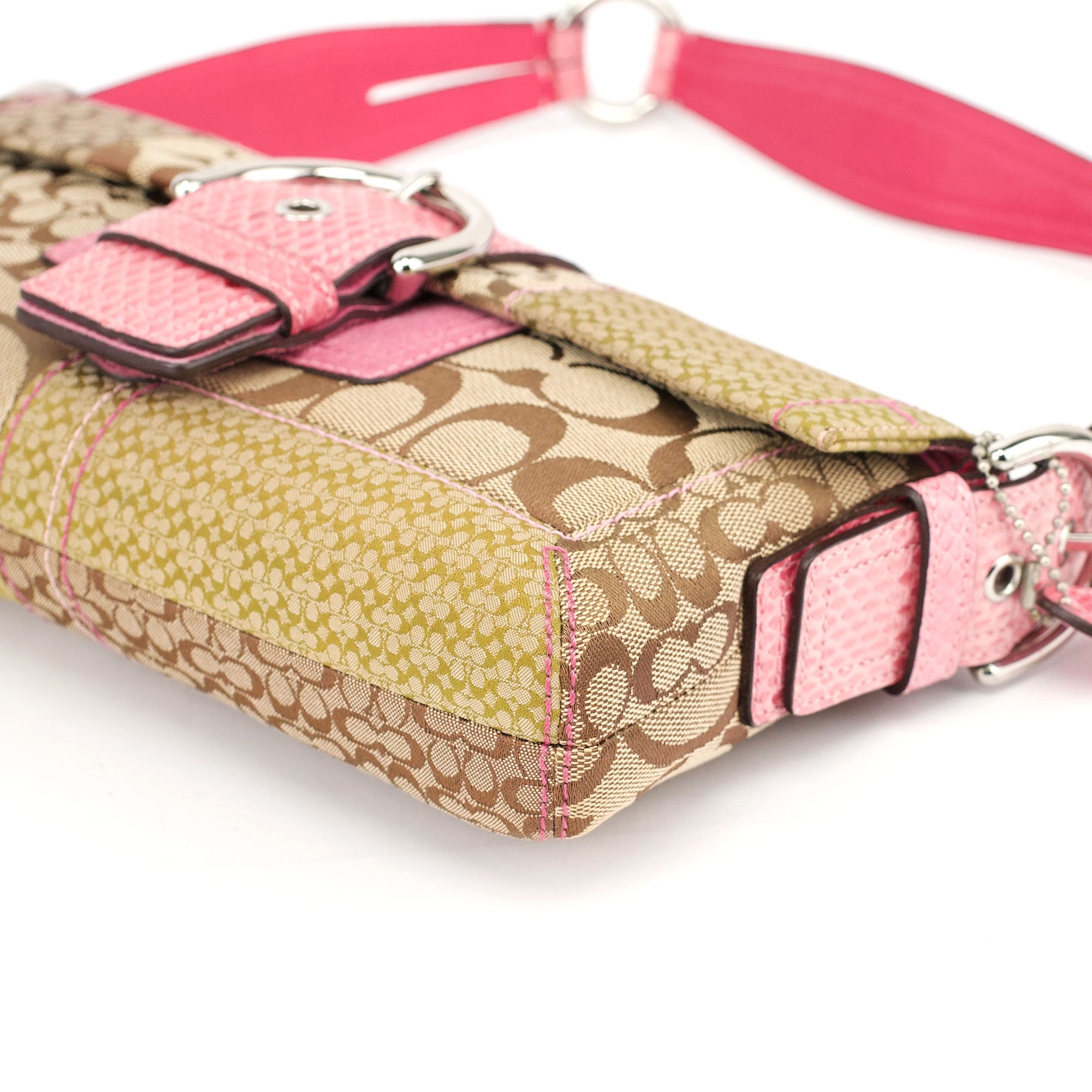 Coach 3689 Beige Pink Snake Soho Shoulder Bag