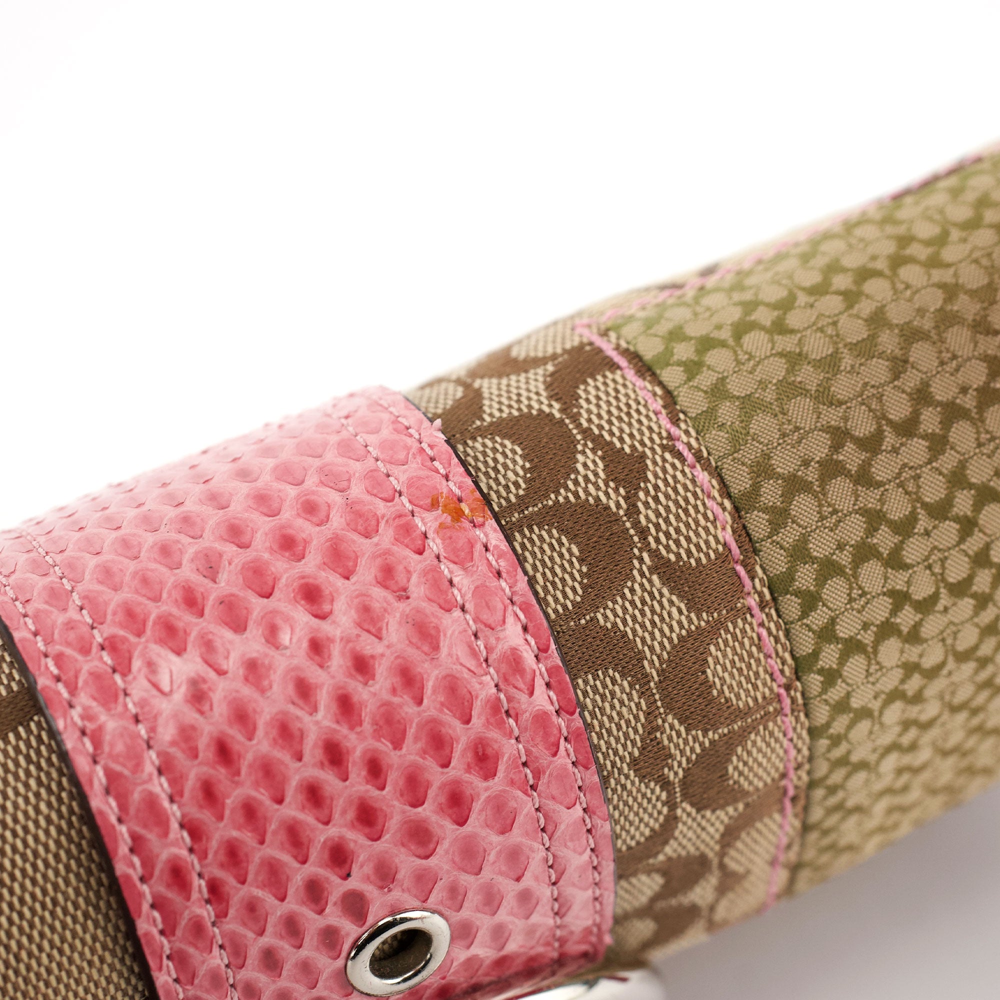 Coach 3689 Beige Pink Snake Soho Shoulder Bag