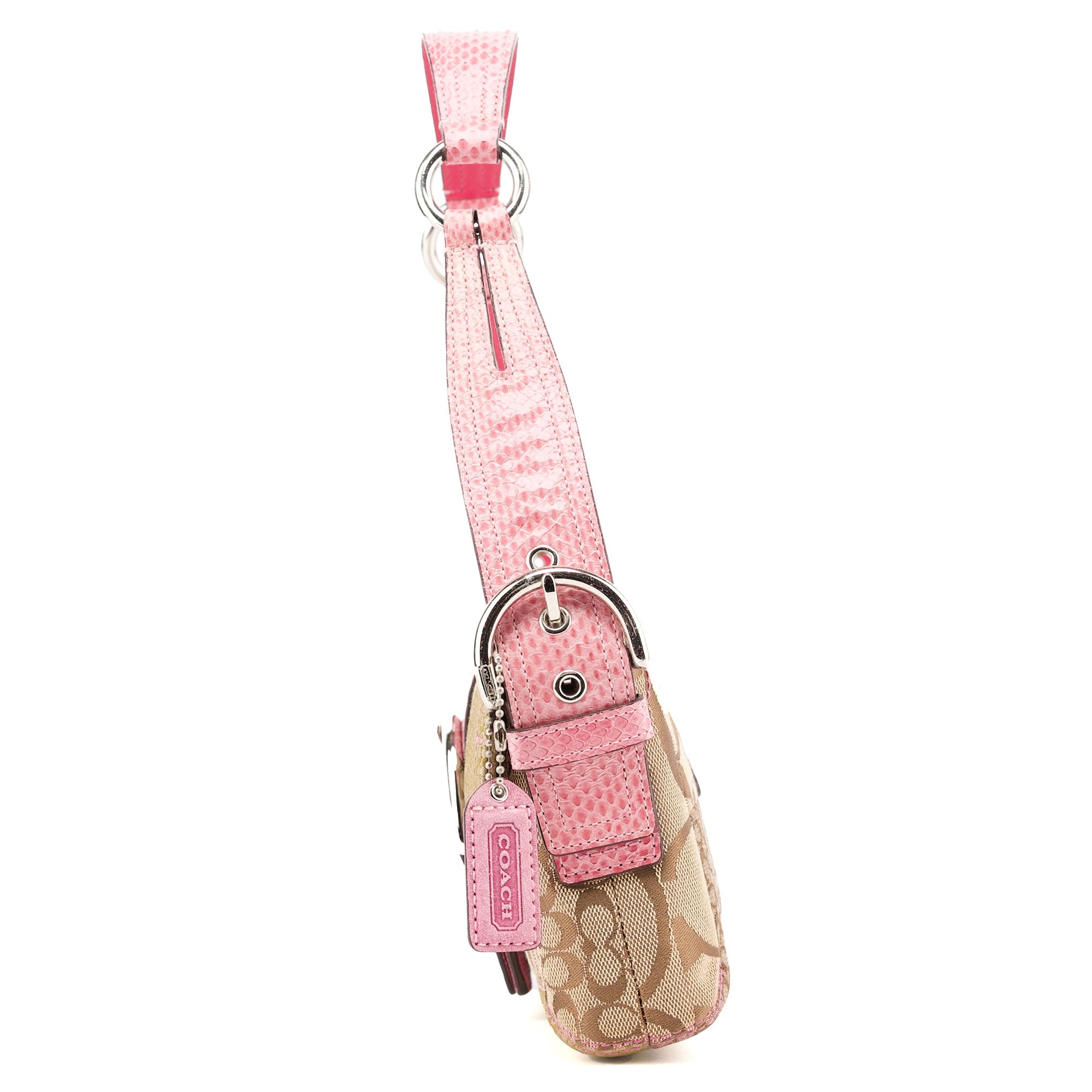 Coach 3689 Beige Pink Snake Soho Shoulder Bag