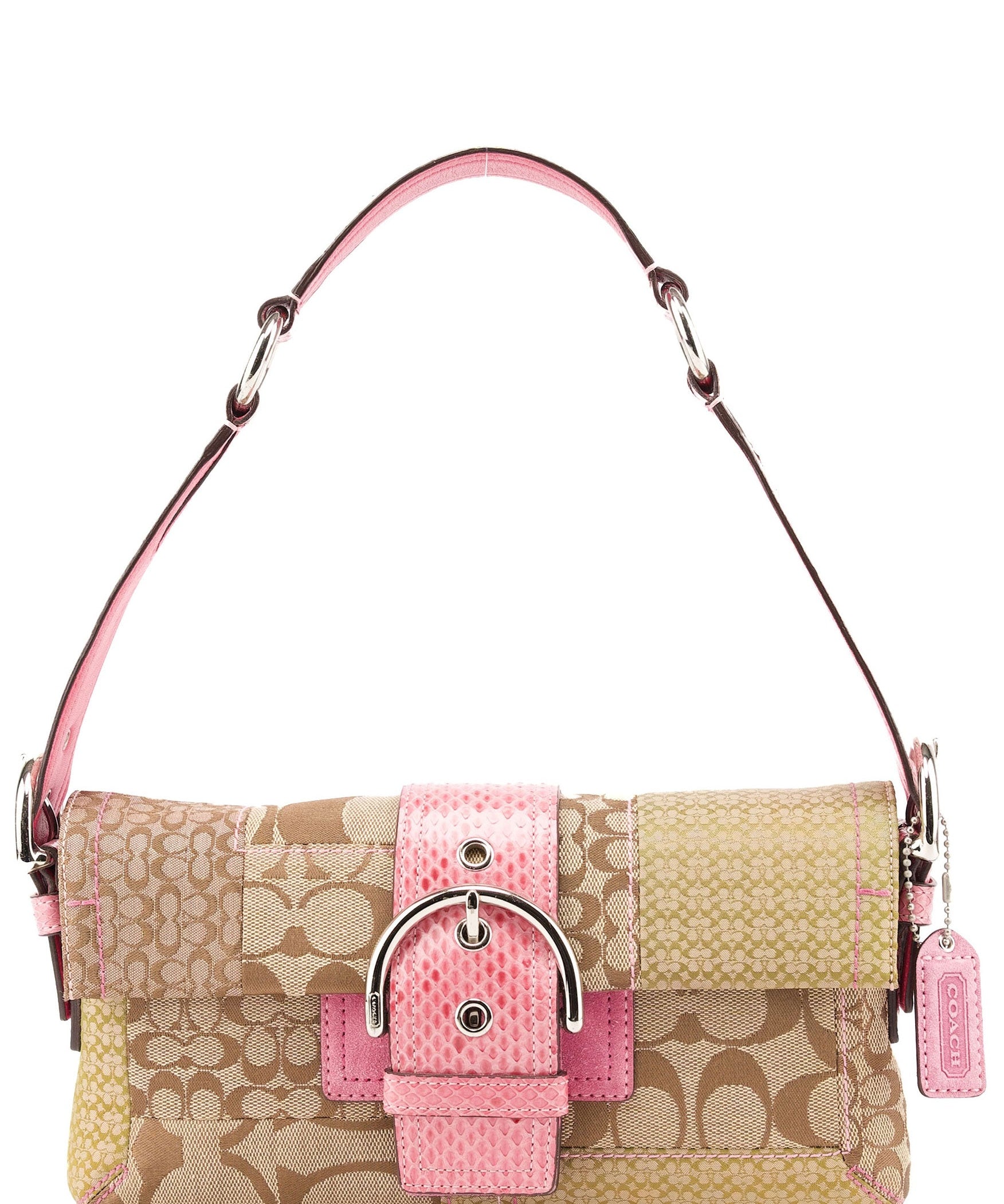 Coach 3689 Beige Pink Snake Soho Shoulder Bag