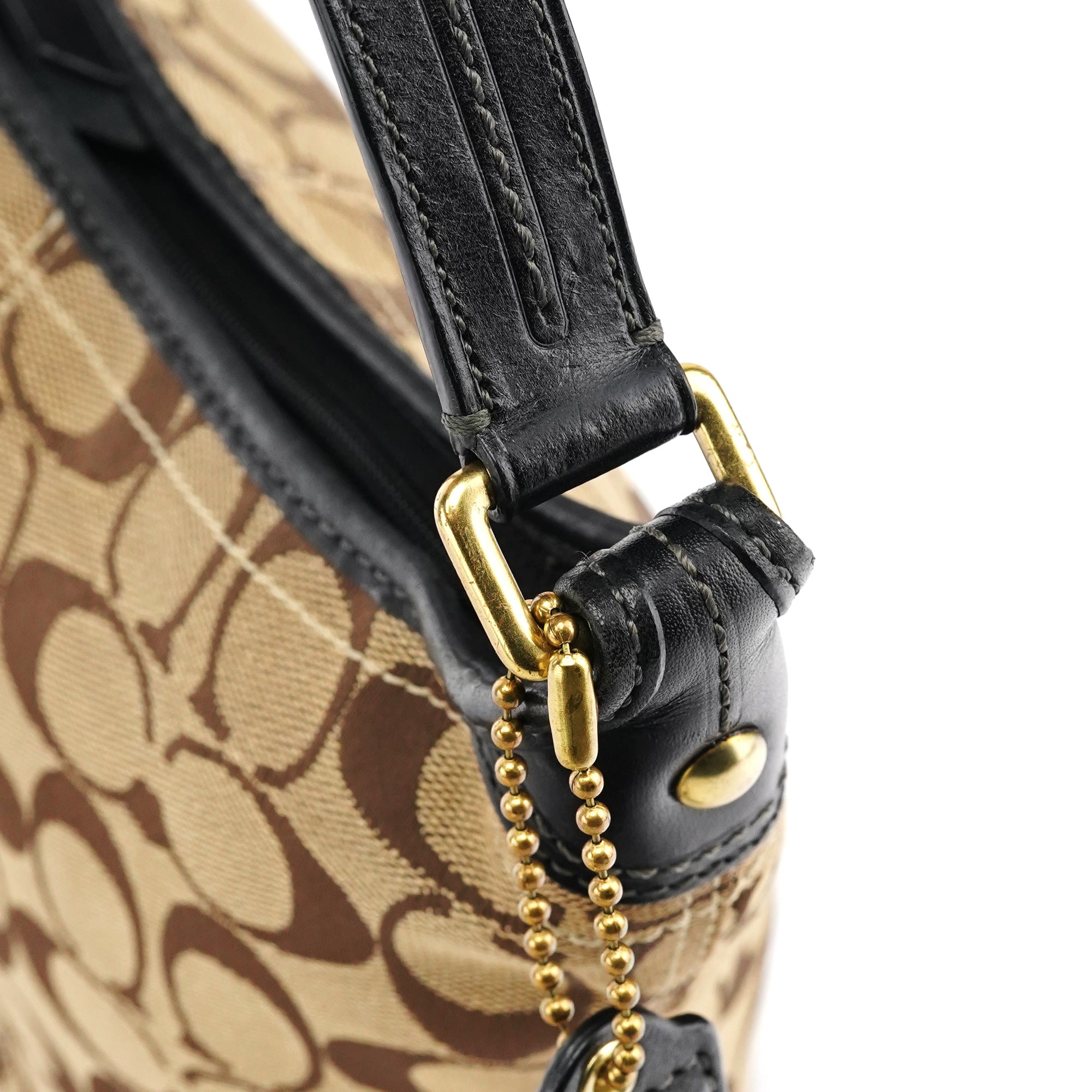 Coach 40896 Beige Brown Signature Canvas Shoulder Bag