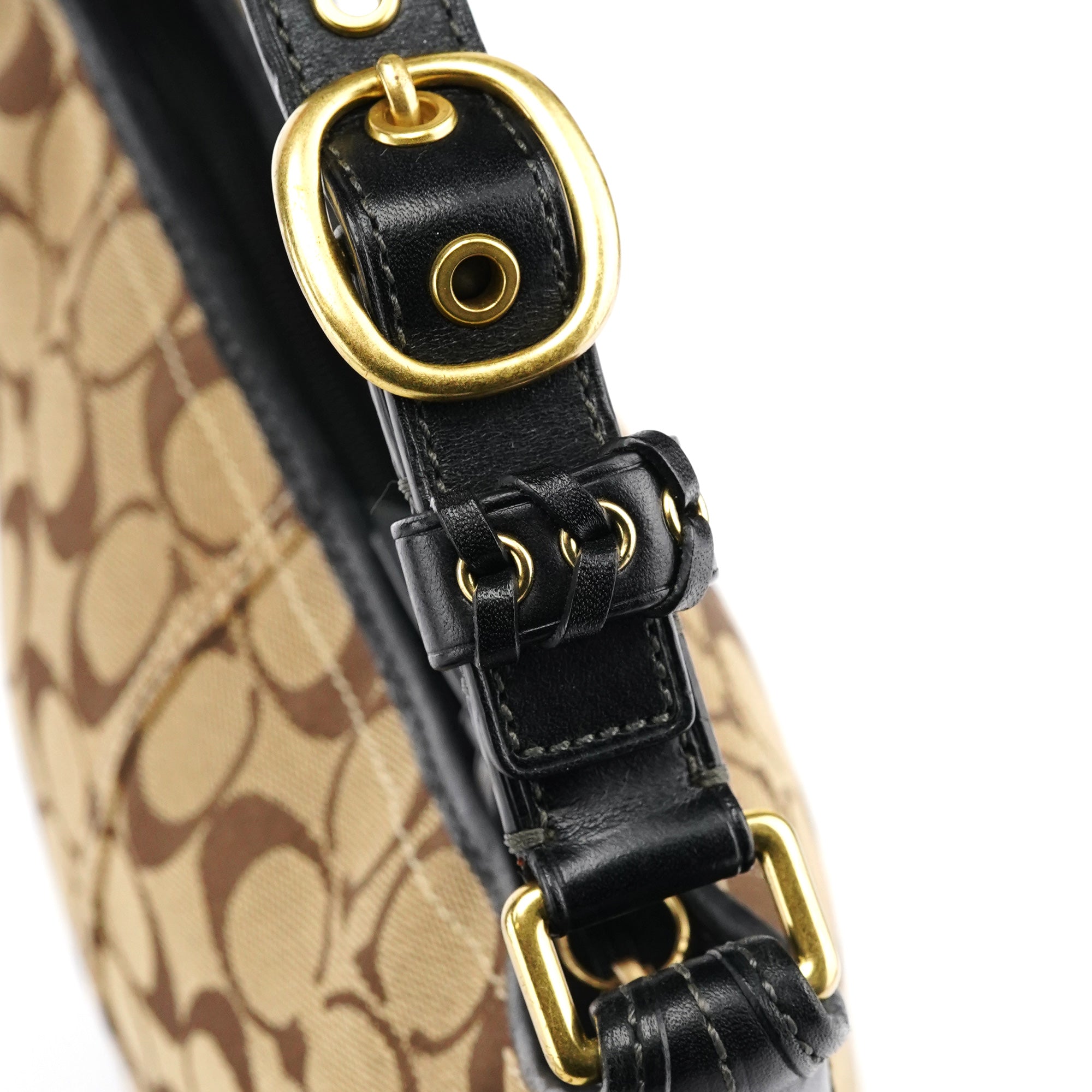 Coach 40896 Beige Brown Signature Canvas Shoulder Bag