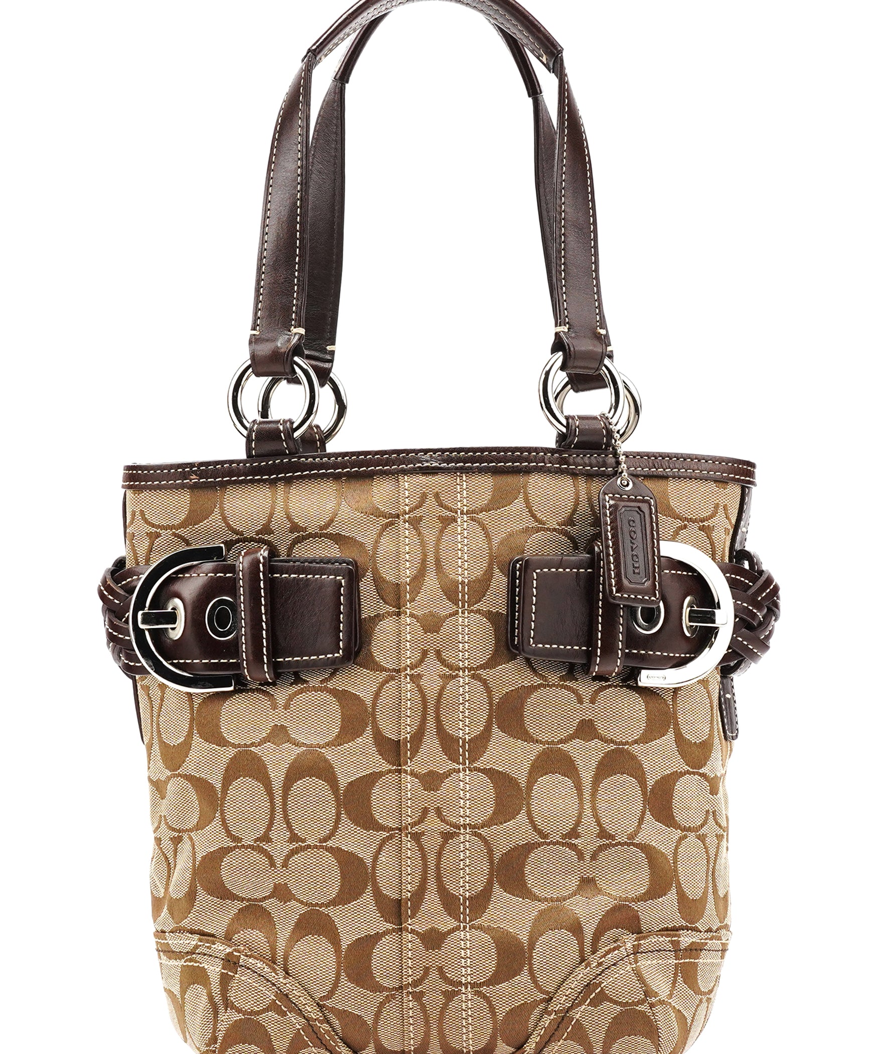 Coach 5088 Beige Brown Signature Soho Tote Bag