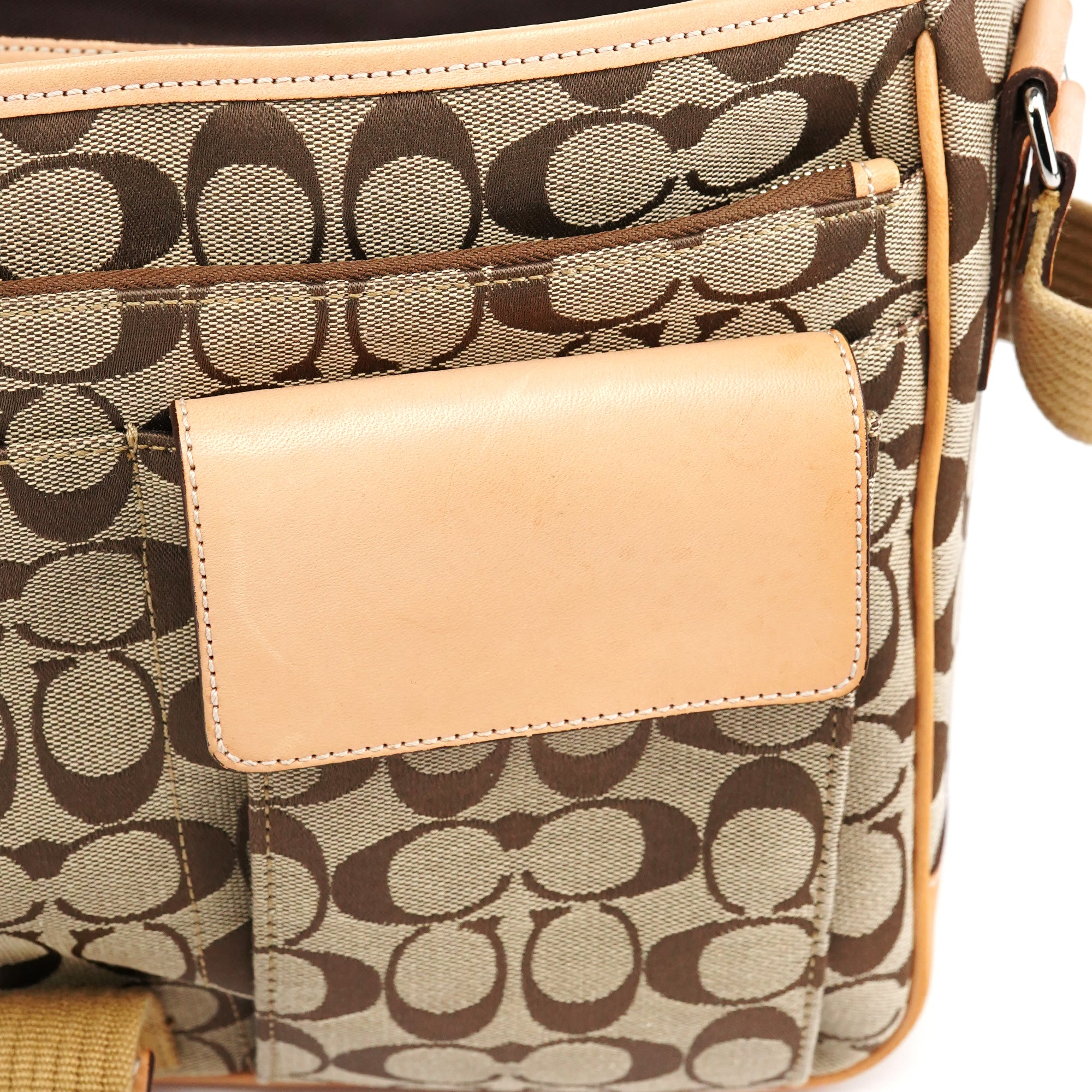 Coach 5229 Beige Tan Signature Crossbody Bag