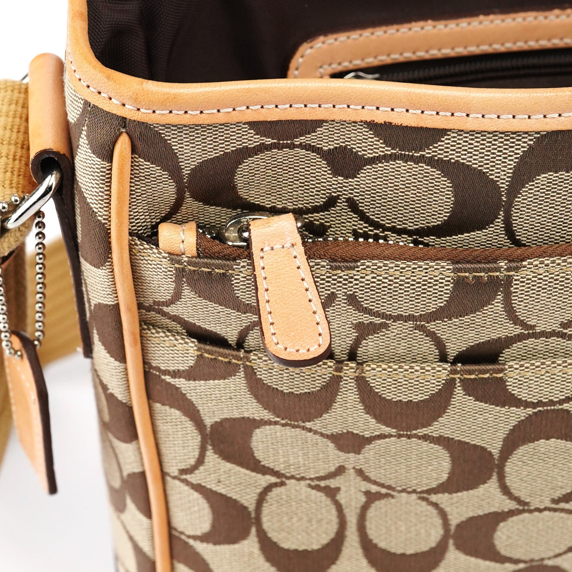 Coach 5229 Beige Tan Signature Crossbody Bag