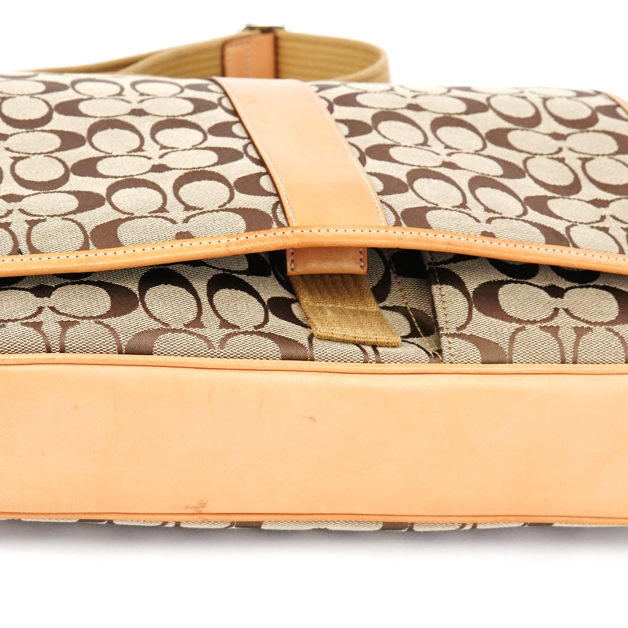 Coach 5229 Beige Tan Signature Crossbody Bag