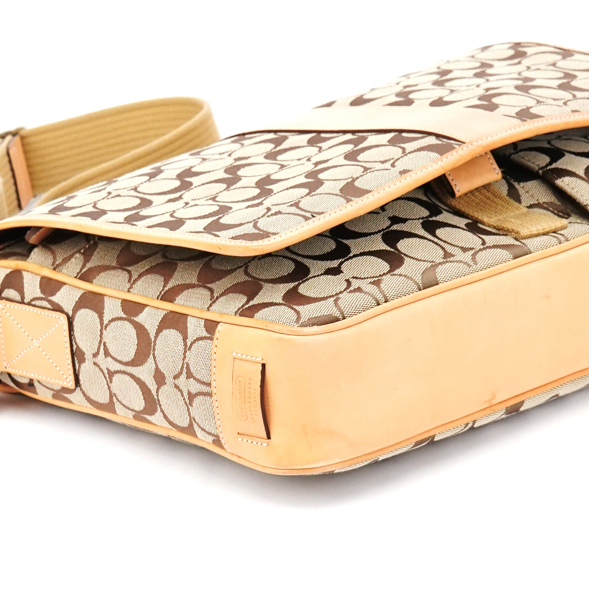Coach 5229 Beige Tan Signature Crossbody Bag