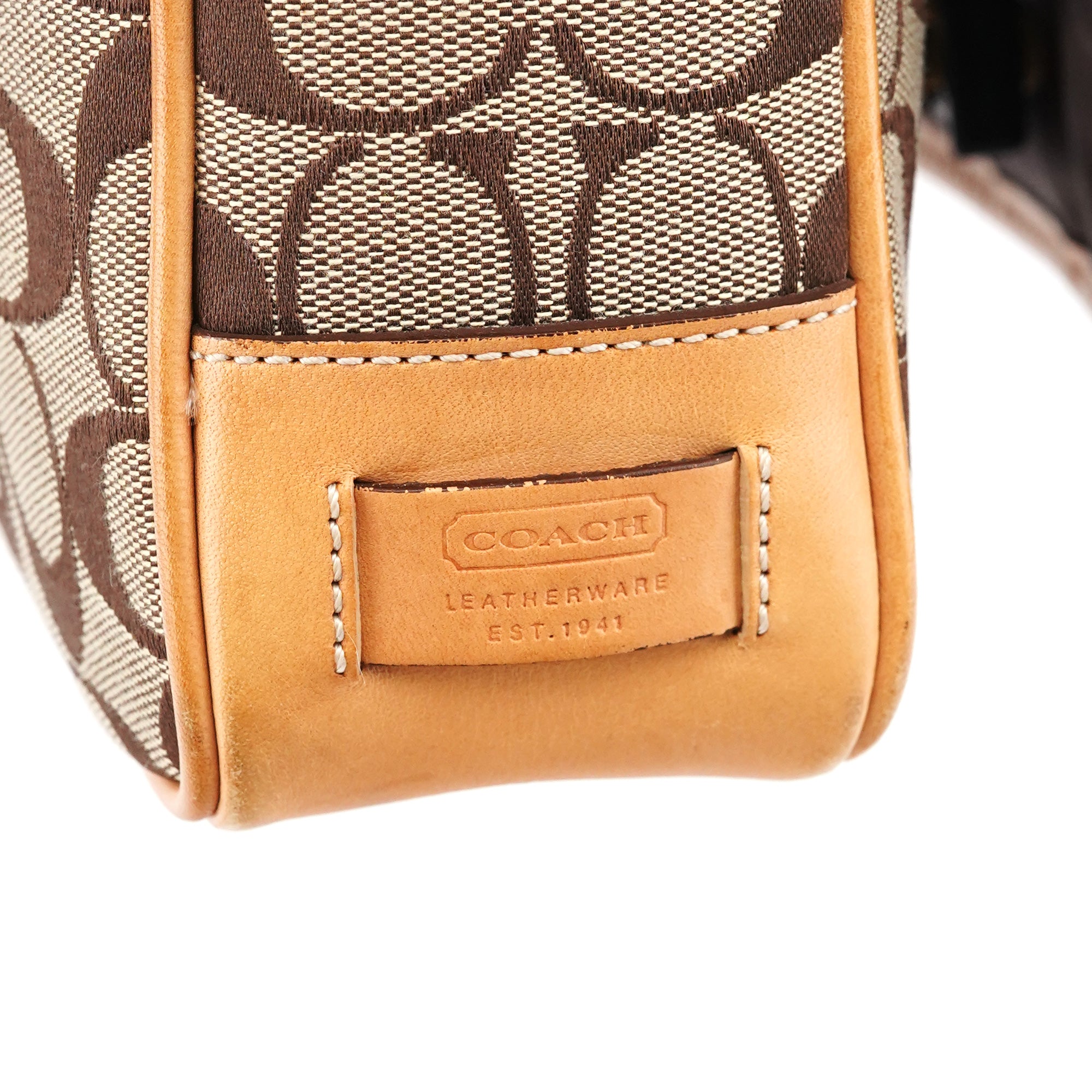 Coach 5229 Beige Tan Signature Crossbody Bag