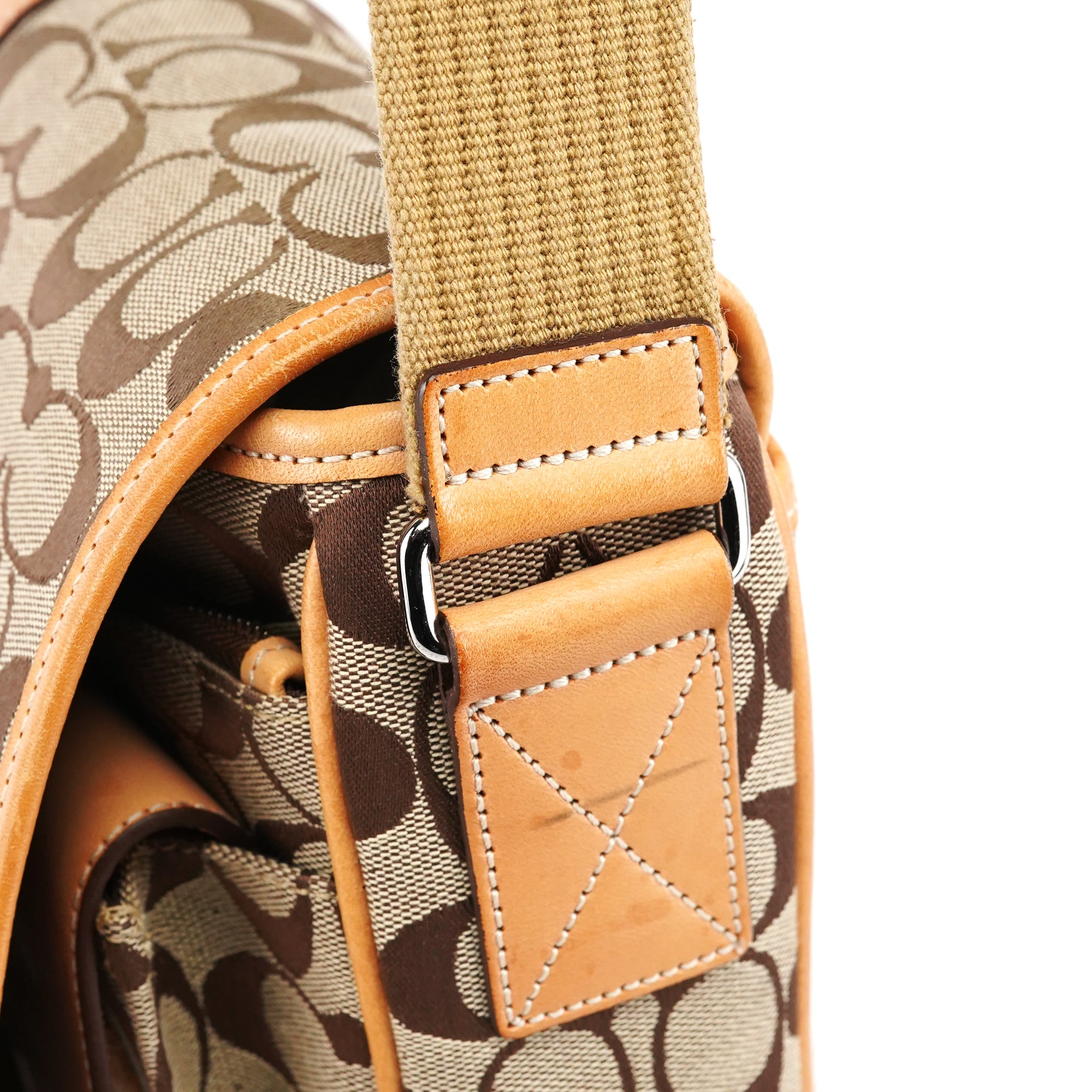 Coach 5229 Beige Tan Signature Crossbody Bag