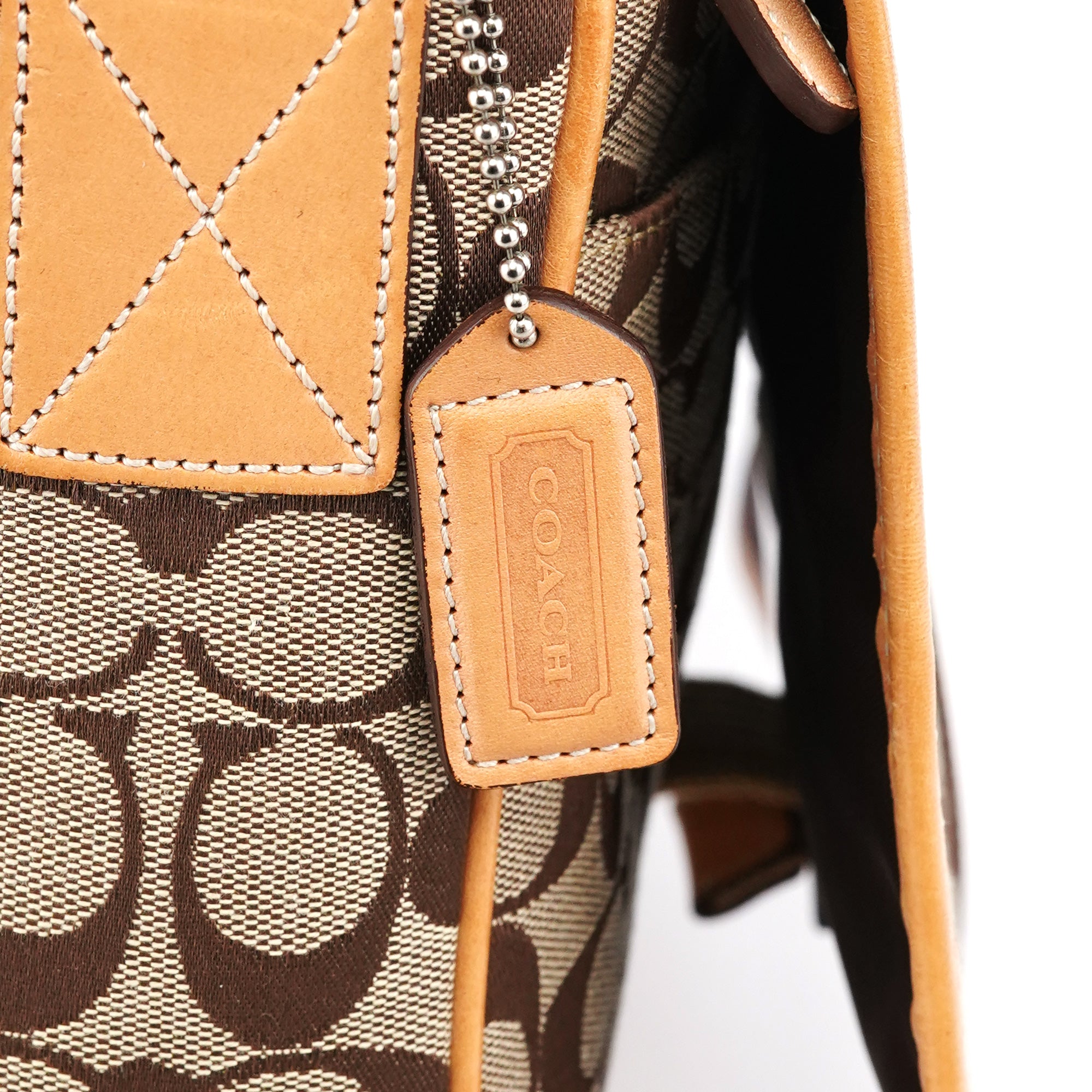 Coach 5229 Beige Tan Signature Crossbody Bag