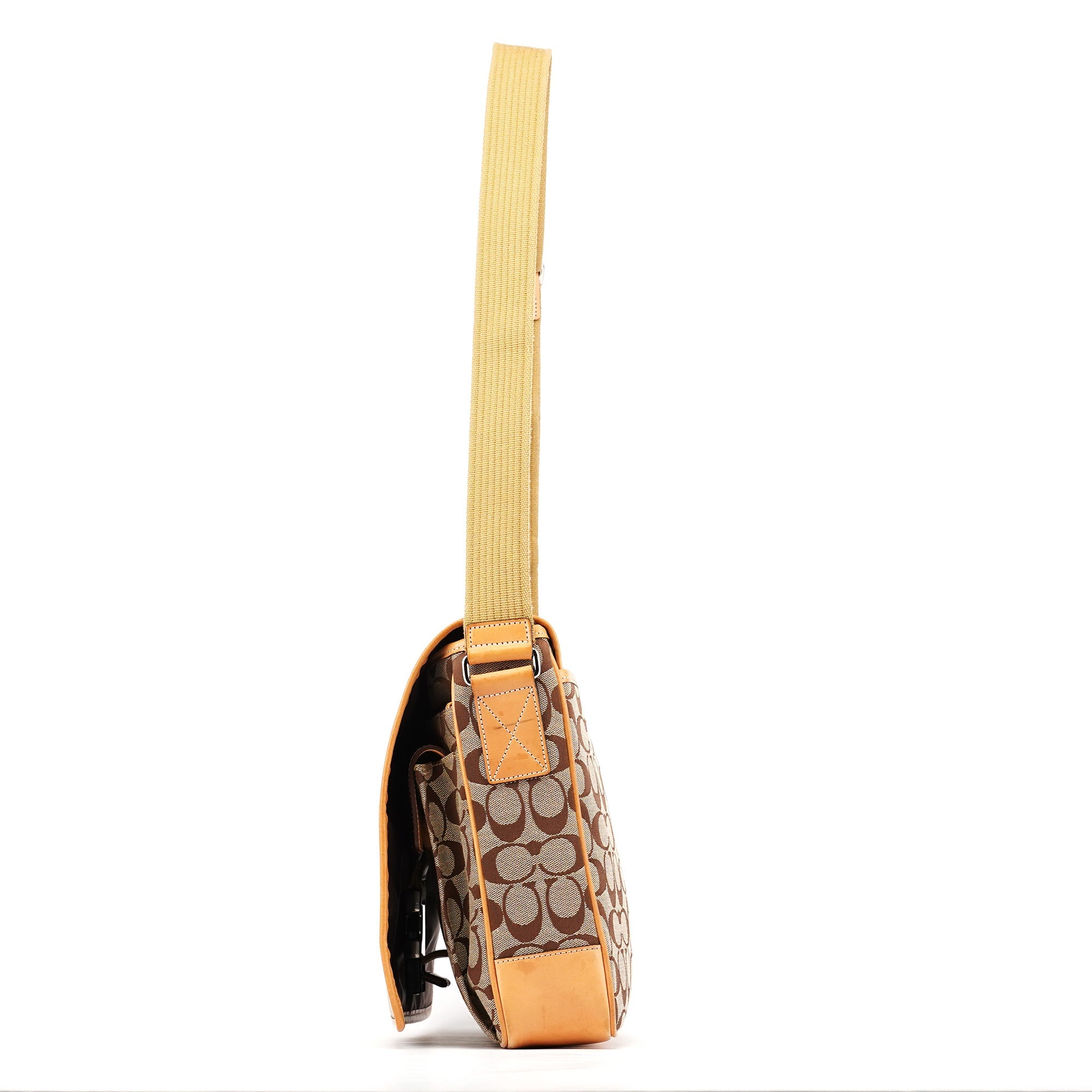 Coach 5229 Beige Tan Signature Crossbody Bag