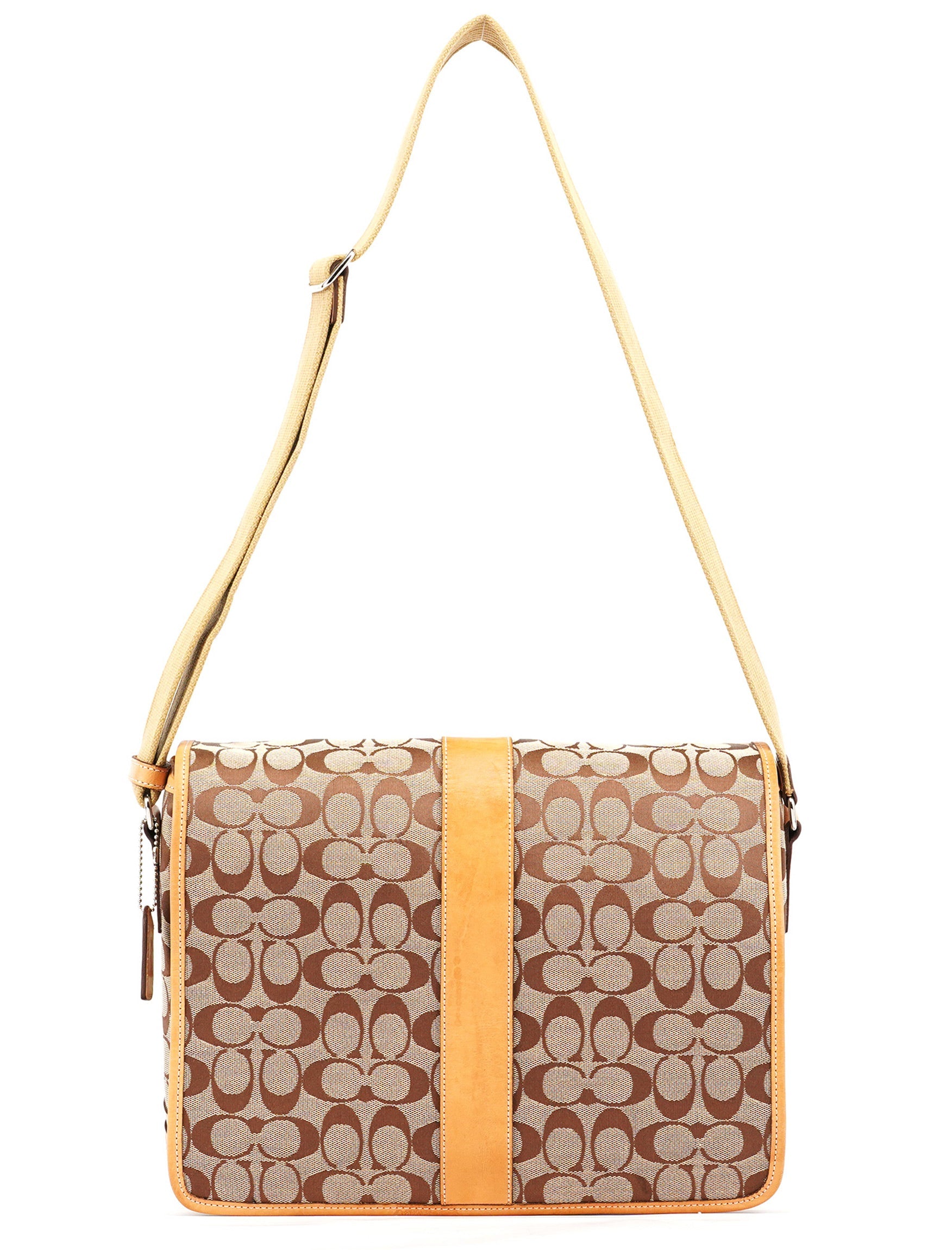 Coach 5229 Beige Tan Signature Crossbody Bag