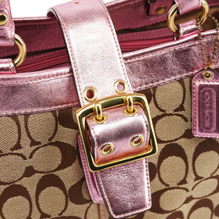 Coach 5623 Beige Pink Signature Legacy Soho Tote Bag