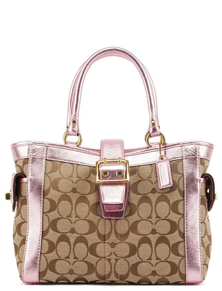 Coach 5623 Beige Pink Signature Legacy Soho Tote Bag