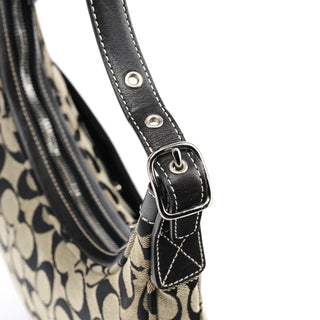 Coach 6045 Grey Black Signature Shoulder Bag