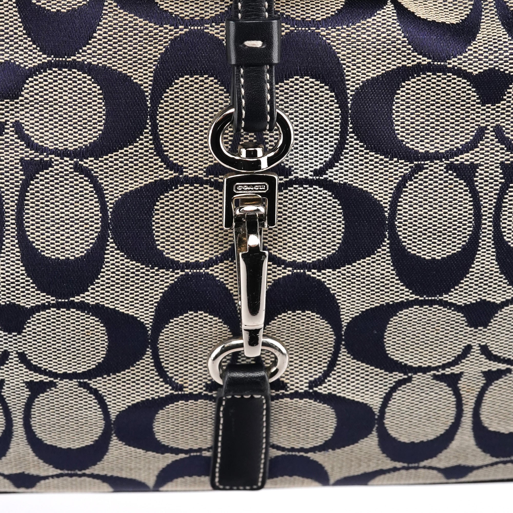 Coach 6091 Grey Navy Signature Canvas Shoulder Bag