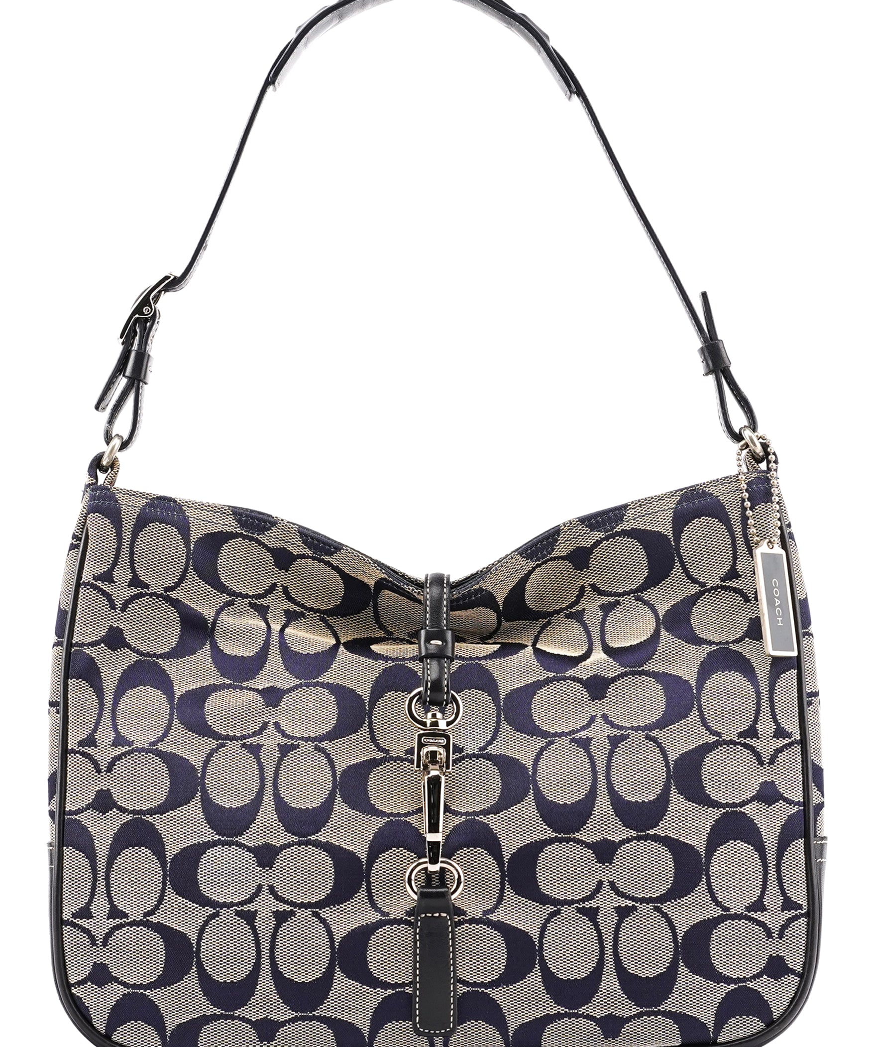 Coach 6091 Grey Navy Signature Canvas Shoulder Bag