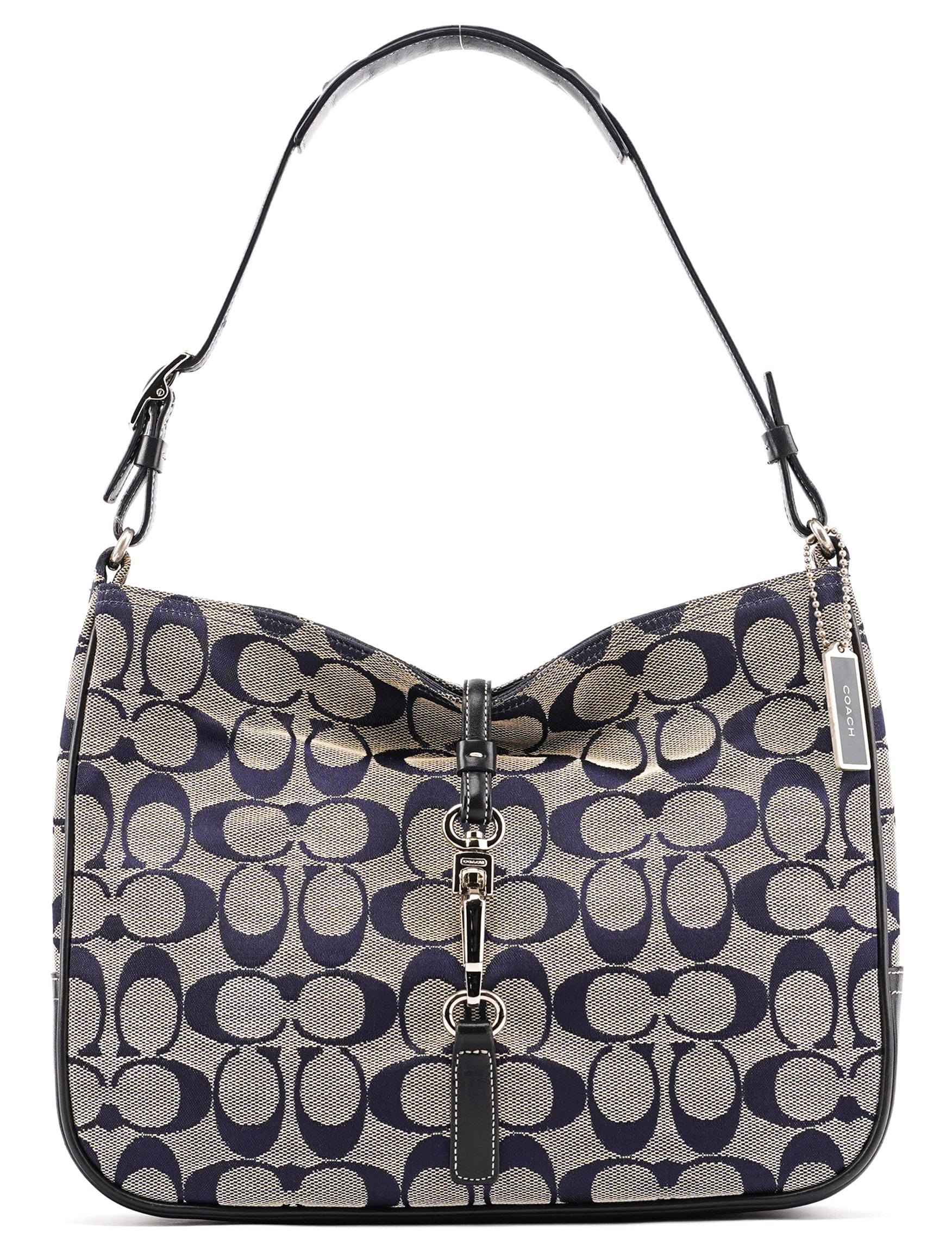 Coach 6091 Grey Navy Signature Canvas Shoulder Bag