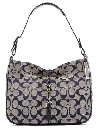 Coach 6091 Grey Navy Signature Canvas Shoulder Bag