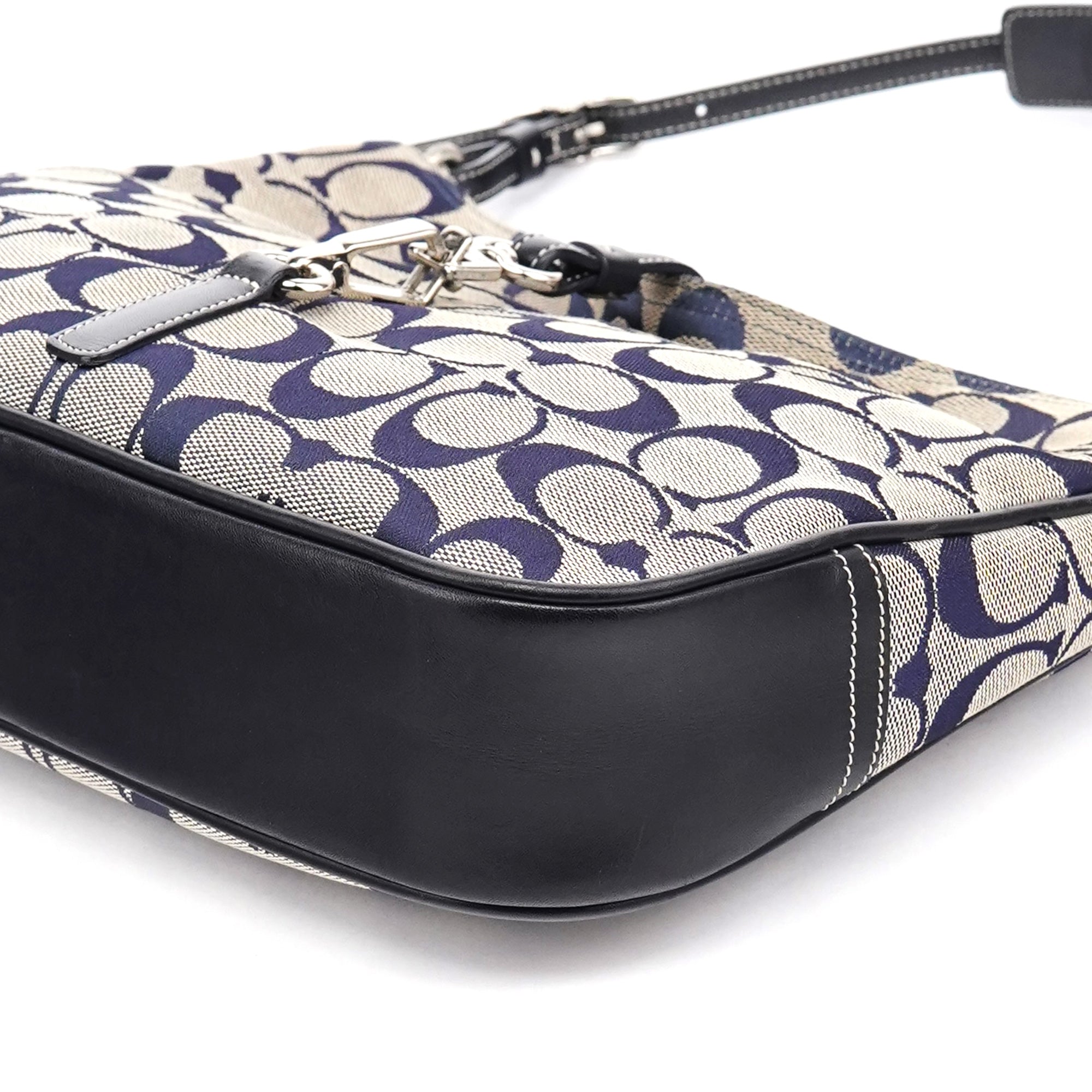 Coach 6091 Grey Navy Signature Canvas Shoulder Bag